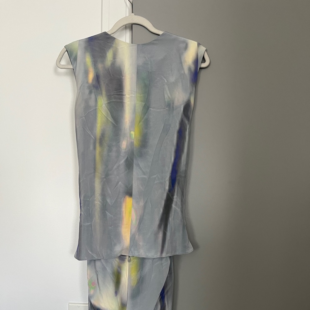Theyskens' Theory Gray and Blue Midi Dress Sz: 4